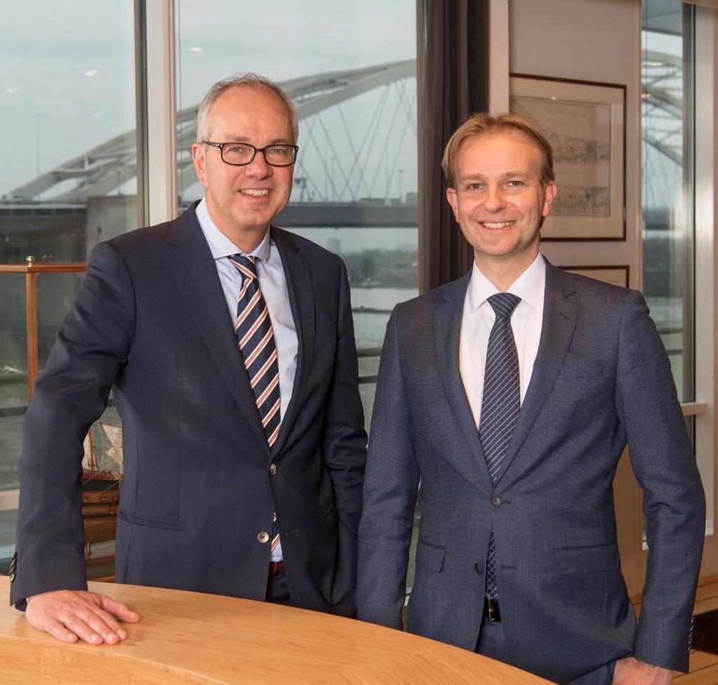 Voorzitter Pieter van Oord, tevens bestuursvoorzitter van Van Oord, en Eric Kreft namens EBN (program manager van Nexstep), wisselen van gedachten over de toekomst van de Noordzee.