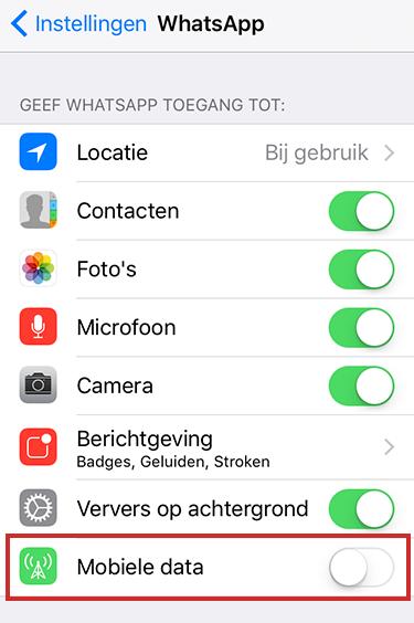 Gebruik mobiele data Zoals u wellicht al is opgevallen ziet u in het venster waar u toegang geeft tot de verschillende onderdelen ook 'Gebruik mobiele data' staan.