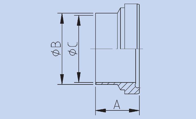 LASPUNTSTUK DIN 11853 DN A B C Kg 304L 316L 10 39,0 13,0 10,0 0,020 16234026 16236026 15 39,0 19,0 16,0 0,040 16234027 16236027 20 38,0 23,0 20,0 0,080 16234028 16236028 25 40,0 29,0 26,0 0,100