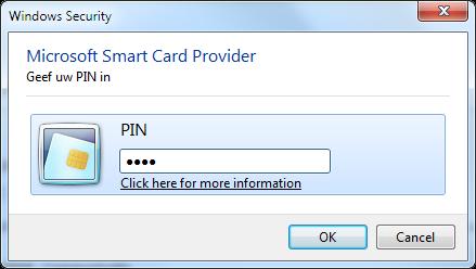 U bent nu geïdentificeerd als een gebruiker met een geldig certificaat. U mag uw eid-kaart nu verwijderen uit de kaartlezer.