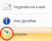 Microsoft WordPad wordt afgesloten en je keert terug naar