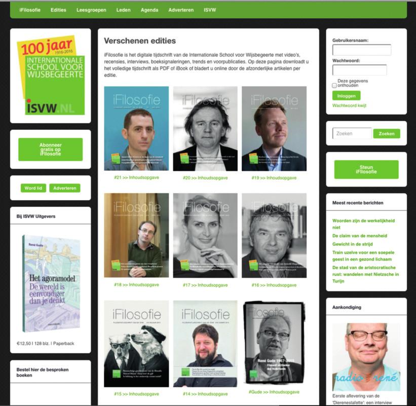 WEBSITE FILOSOFIEBOEKEN De site ifilosofie.nl is in de lucht. Hierop worden recent verschenen filosofieboeken besproken en treft u boektrailers en digitale leesclubs rond filosofieboeken.
