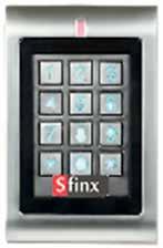 SFINX CONTROL ACCES K1 (EM) F5 Cititor standalone antivandal de carduri RFID compatibil EM prox cu tastatură. Dispune de o ieșire (NO/NC) 3A pentru acționarea electomagnetului și o intrare de REX.
