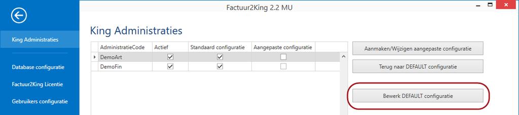 P a g i n a 41 DEFAULT CONFIGURATIE Het is mogelijk de complete configuratie per administratie in te stellen, maar dit is veel (overbodig) werk als de bestandsnamen