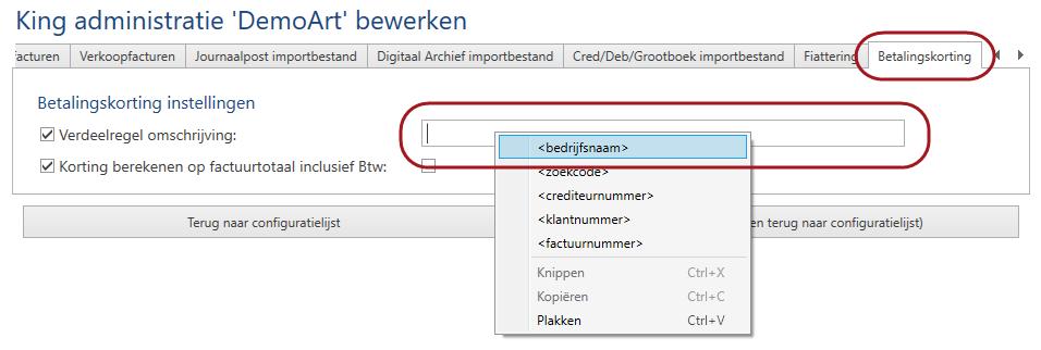 P a g i n a 72 INSTELLING IN FACTUUR2KING Activeer de optie Betalingskorting in King door deze aan te vinken bij Betalingskorting verwerken voor deze administratie: Er verschijnt een extra tabblad