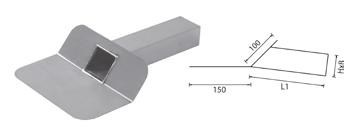 HEMELWATERAFVOEREN Aluminium kiezelbak Gesloten kiezelbak 45 graden Type HxB (mm) L1 (mm) art.nr.