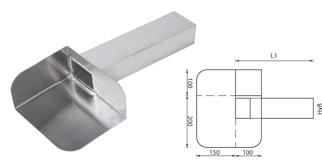 Aluminium kiezelbak Gesloten kiezelbak 45 graden met hoek links/rechts Type HxB (mm) L1 (mm) art.nr. art. nr.