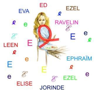handgeschreven e en de hoofdletter E. NAMEN DIE MET E BEGINNEN Zoek samen met de kinderen namen die met E beginnen.
