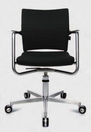 L articulation de siège visiteur 3D nouvellement conçue est intégrée au-dessus du ressort à gaz d une manière pratiquement invisible, et découple la partie supérieure du fauteuil de la structure