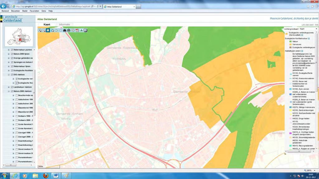 Afbeelding 2: Ligging plangebied ten opzichte van Natura 2000 en EHS. Plangebied is rood omcirkeld.