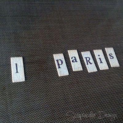Ik heb daarna de letters Parijs van een stikkervel gehaald en wat bruin gemaakt met inkt.