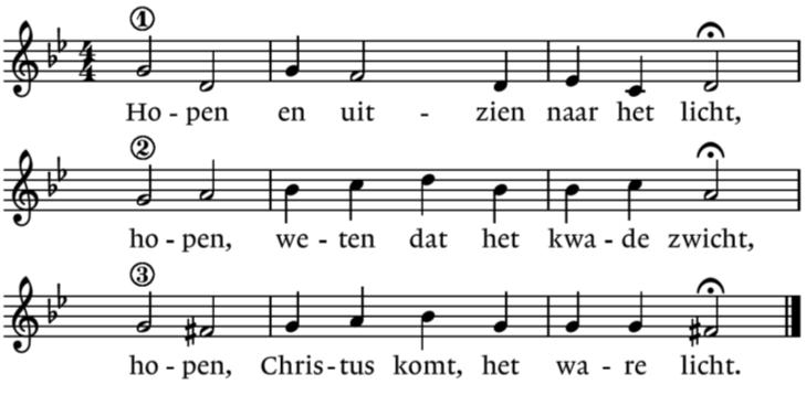 Gedicht bij de derde adventskaars (door één van de kinderen) Zingen lied 465 (terwijl drie adventskaarsen worden aangestoken) Kyriegebed v:.