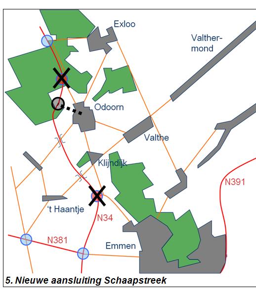 Variant 5 Verminderde bereikbaarheid in zuidelijke richting, mogelijk