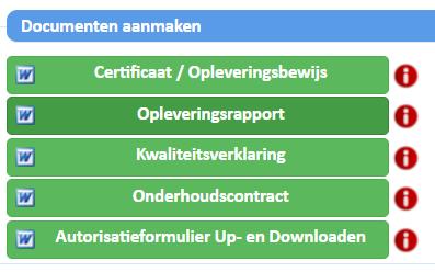 Stap 8: Afgifte van kwaliteitsdocumenten (beveiligingscertificaat, opleveringsbewijs of een eigen kwaliteitsverklaring) Ook hier legt de module een relatie tussen het van toepassing zijnde