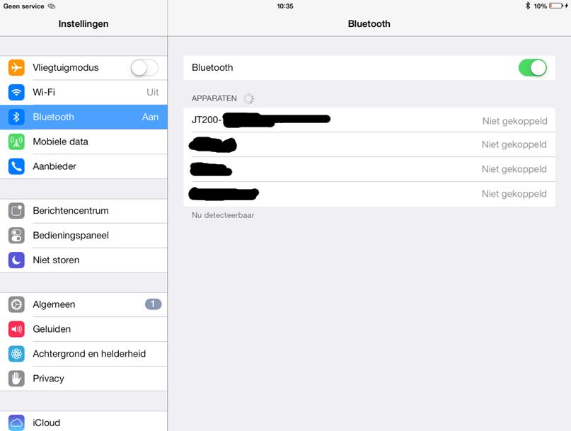 6. Optie 3: Verbinding via Bluetooth signaal met tablet 6.1.