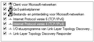 5. Klik op Eigenschappen, zie afbeelding. 6. Dubbelklik op Internet Protocol versie 4, zie afbeelding.