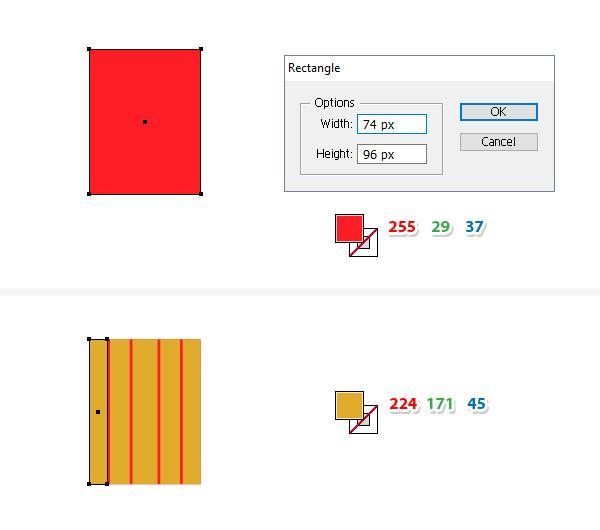 Stap 2 Laten we beginnen met het pictogram van de Bierpul. Neem het gereedschap Rechthoek (M) en teken de eerste rechthoek op je tekengebied ongeveer 74 x 96 px.