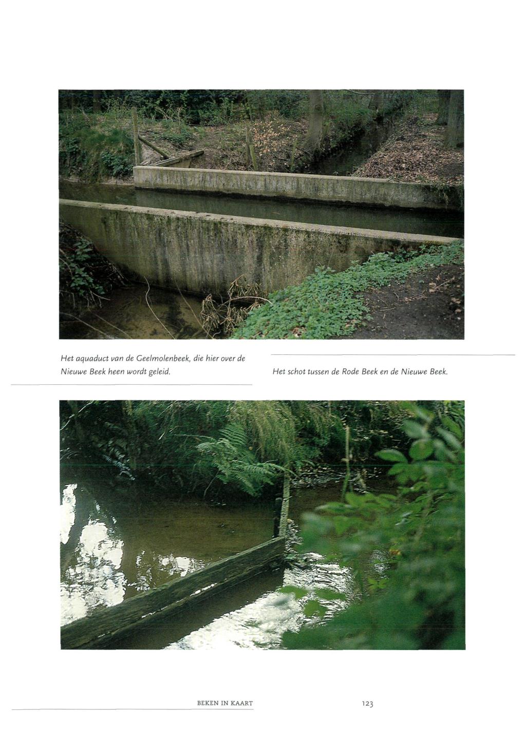 Het aquaduct van de Geelmolenbeek, die hier over de Nieuwe Beek heen wordt