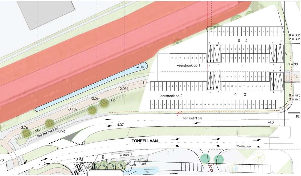 Selectie uit onderzochte ontwerpen Alternatief 1 doorsnede op gemeentegrond voldoende