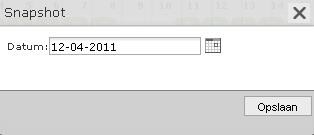 Datum snapshot Kies de datum tot wanneer u de gegevens wilt vastleggen in het snapshot. Klik op Opslaan. Excelsheets controleren Rechtsboven staan nu vijf icoontjes.