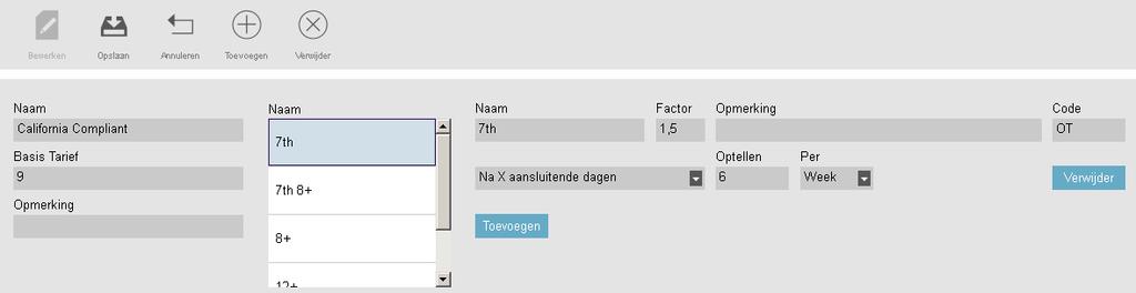 3 AAN DE SLAG MET TIMEMOTO PC-SOFTWARE 49 3.10.4.2 DUBBEL SALARIS OP ZONDAG EN FEESTDAGEN Hier is er sprake van twee verschillende regels.