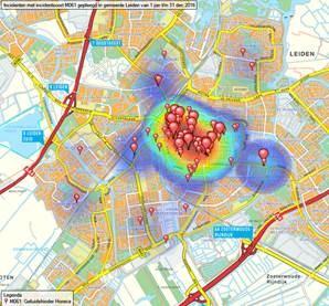 Veel overlast ervaren van dronken mensen op straat en horeca, Leiden en stadsdeel Midden, 2012-2017 2012 2013 2014 2015 2016 2017 Ervaart zelf veel