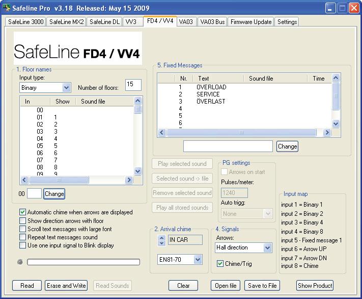 Algemene informatie ALGEMENE INFORMATIE FD4 programmeren met SafelinePro Met de software van SafeLinePro kunt u invoer programmeren, vaste tekstberichten veranderen en downloaden naar de FD4.