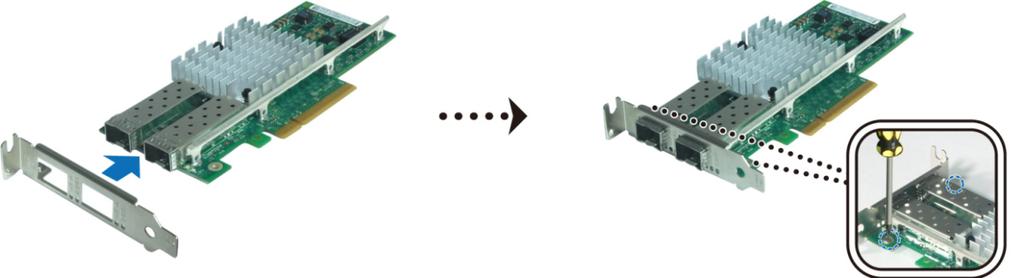 2 Vervang de lange montageadapter door de korte en draai de 2 schroeven vast om de korte montageadapter te fixeren.