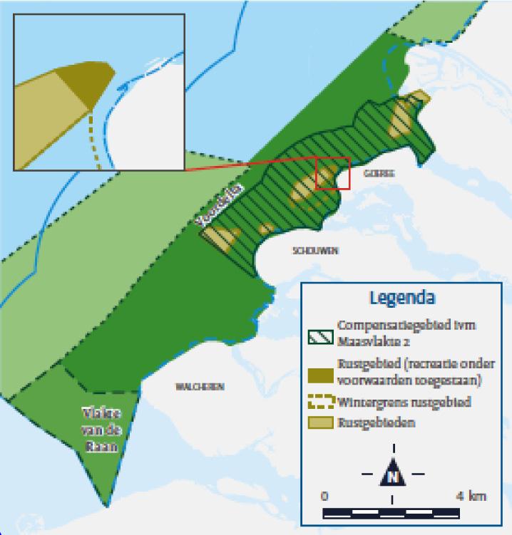 Figuur 7 Ruimtelijke maatregelen in de Voordelta Bestaand gebruik dat in internationaal verband is gereguleerd, kan in de beschermde gebieden waarvoor nog geen beheerplan is opgesteld in principe