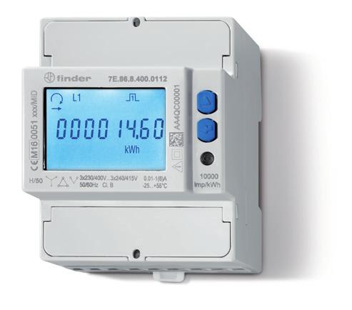 000 A, 2 tarieven Weergave van het totaalverbruik, partiële verbruik (resetbaar) in kwh, kvah of kvarh - voor tarief 1 en 2, voor alle 3 fasen of per fase Bladeren naar momentele waarden: V, A, PF,