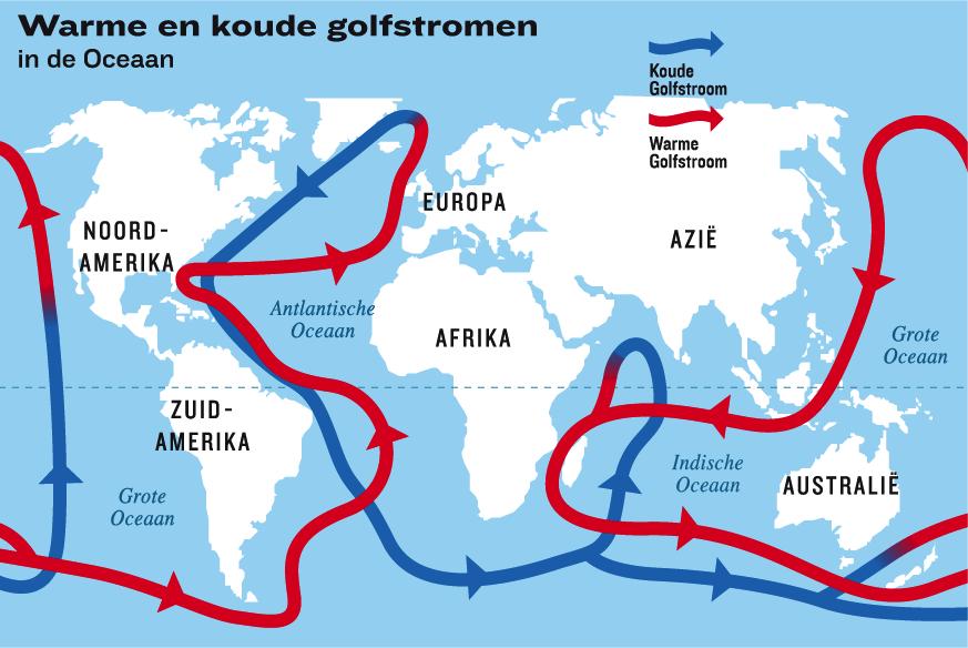 Afbeelding 4: kaart golfstromen Deze stroming wordt veroorzaakt door thermohaliene 3 circulatie of de Noord- Atlantische dieptewaterpomp.