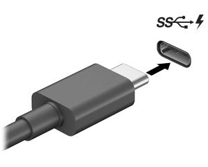 Video-apparaten aansluiten met een USB Type-C-kabel (alleen bepaalde producten) OPMERKING: Als u een USB Type-C-apparaat op uw computer wilt aansluiten, hebt u een USB Type-C-kabel nodig die u apart