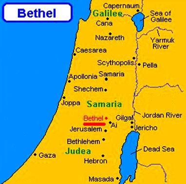 Wat was in Bethel in t verleden gebeurd en hoe was het in die tijd in Samaria?