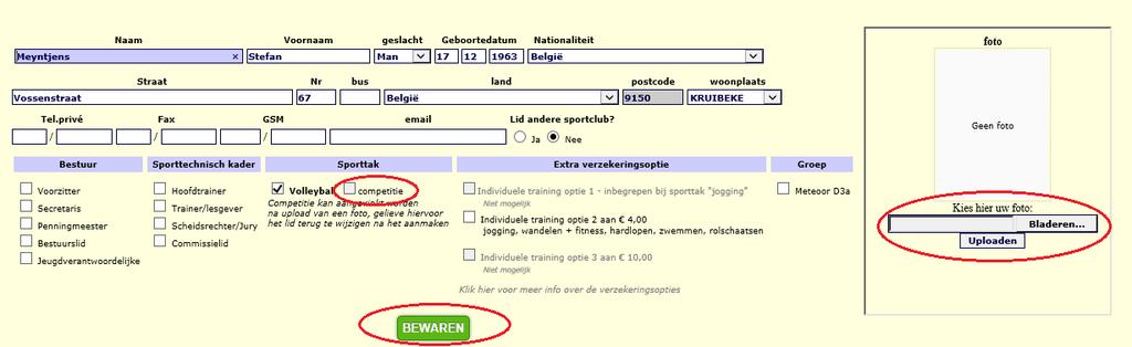 5: Nieuw lid tevegen COMPETITIESPELERS AANSLUITEN : - Indien het lid ng niet is aangeslten, vlg dan eerst de prcedure die hierbven werd beschreven bij Nieuwe leden tevegen.