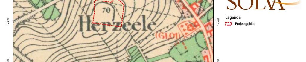 e) Topografische kaart 1873 (temporele dekking 1860-1873) Figuur 27: Afbakening van het