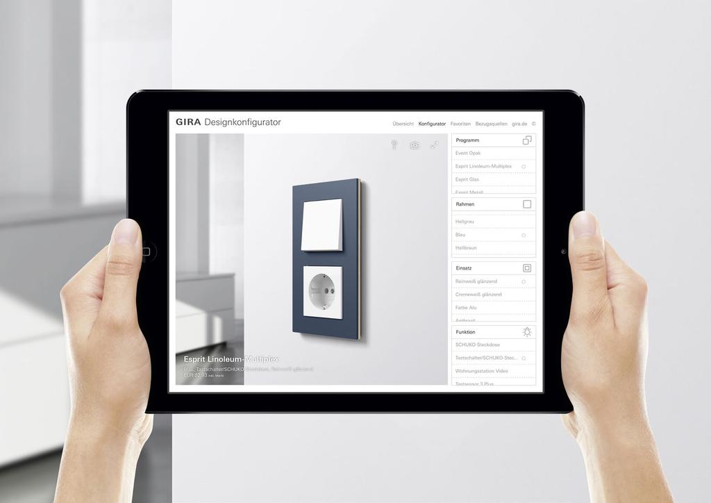 Met de Gira designconfigurator kunt u samen met uw klant heel eenvoudig een