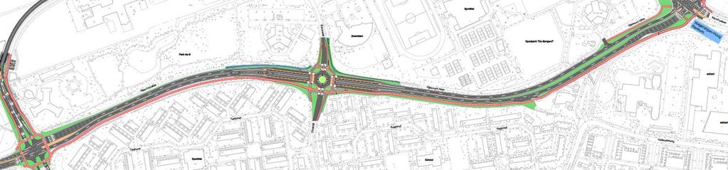 Fietspaden Nijenoord Allee E -3- Twee richtingen deels aan noordzijde en deels aan zuidzijde Verkeerskundige keuze voor twee richtingen fietspad aan noordzijde en deels aan zuidzijde Tussen