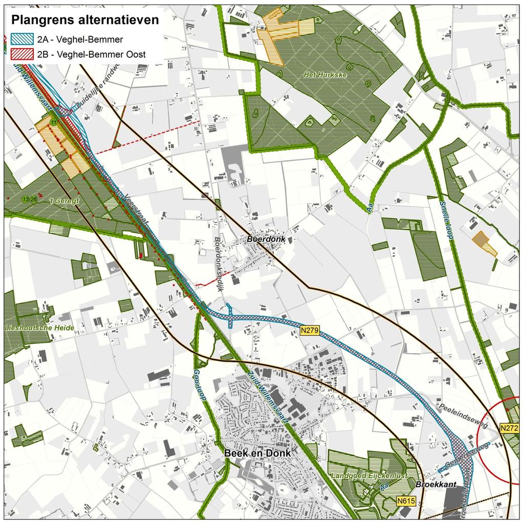 Doelbereik/verkeer: Licht voorkeur voor alternatief 2A Beide deelalternatieven leiden tot een duidelijke verbetering voor Veghel, waarbij het effect van alternatief 2A het grootst is.