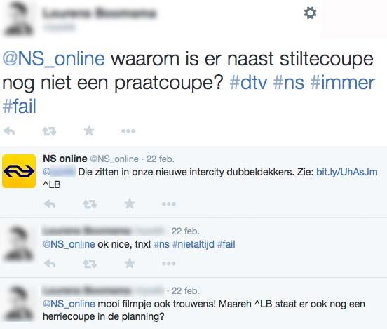 Human voice bij @NS_Online Onderstaande dialoog ontstond uit wat in eerste instantie misschien een serieuze vraag of klacht was.