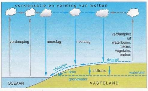 2. De neerslag: (deel 1) a) Hoe ontstaan wolken? de waterkringloop b) Waarom regent het in inter-tropische zones, maar niet in de sub-tropische woestijnen?