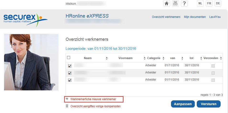 Werknemersgegevens Toevoegen van een nieuwe werknemer. Ga naar Overzicht werknemers.