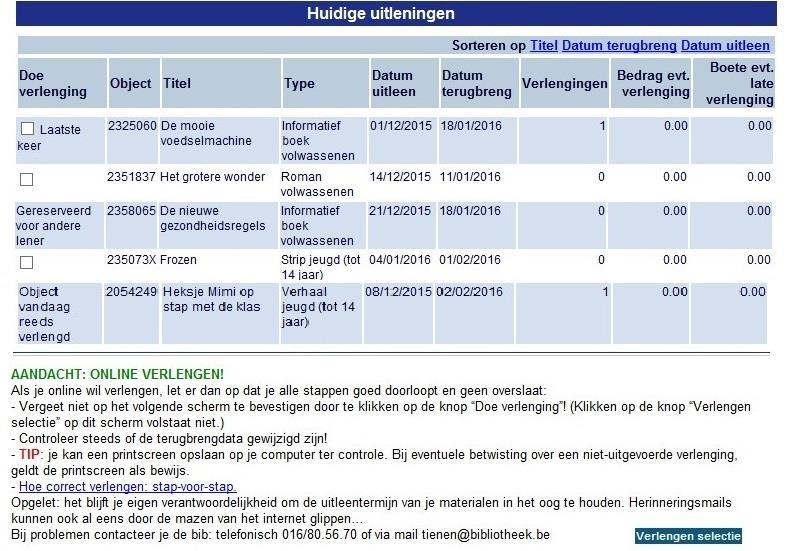 Vink onder Doe verlenging de materialen aan die je wil verlengen en klik dan onderaan rechts op