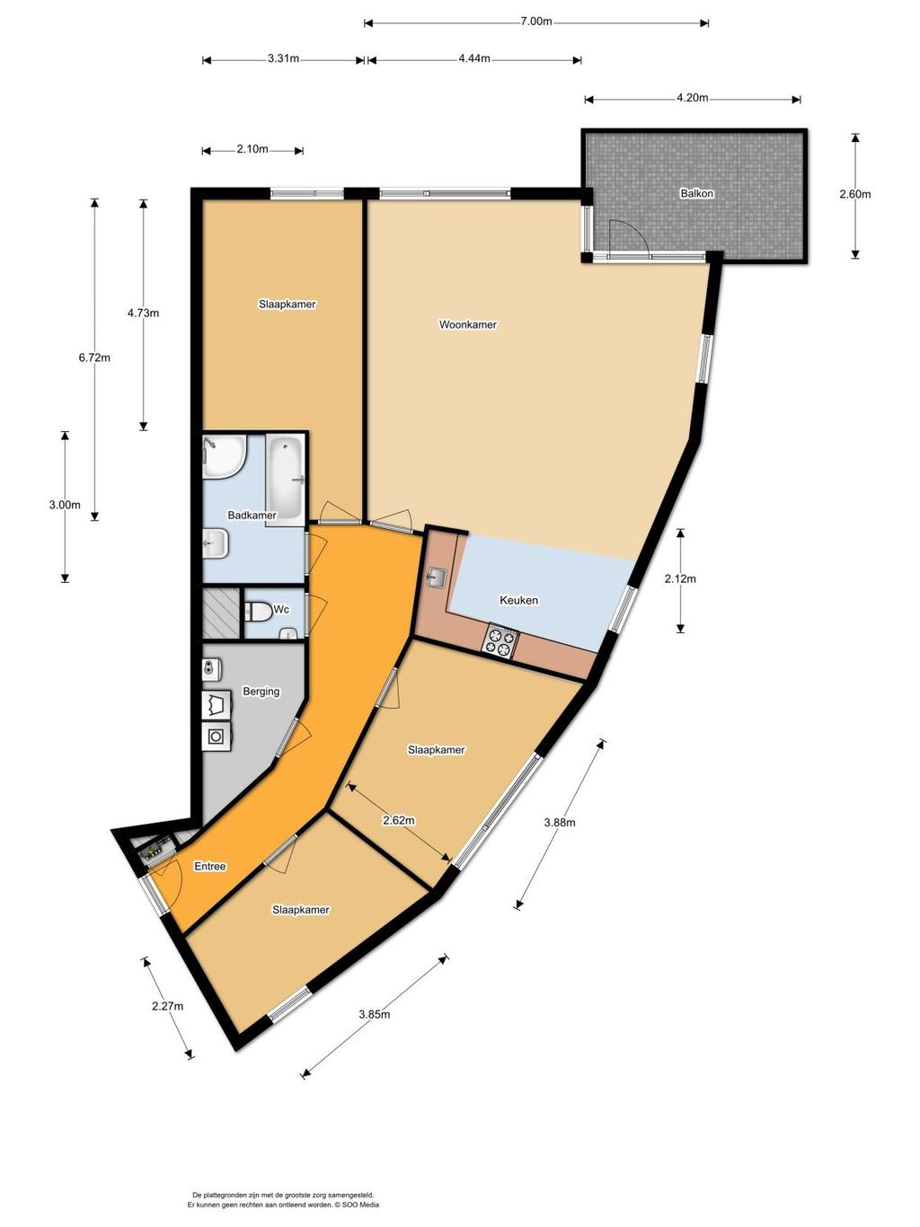 PLATTEGROND De plattegrond is niet op schaal en is bedoeld een indicatie te geven van