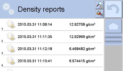 <Density reports> opgeslagen.