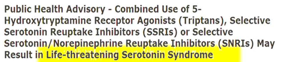 Triptan + SSRI serotoninesyndroom?