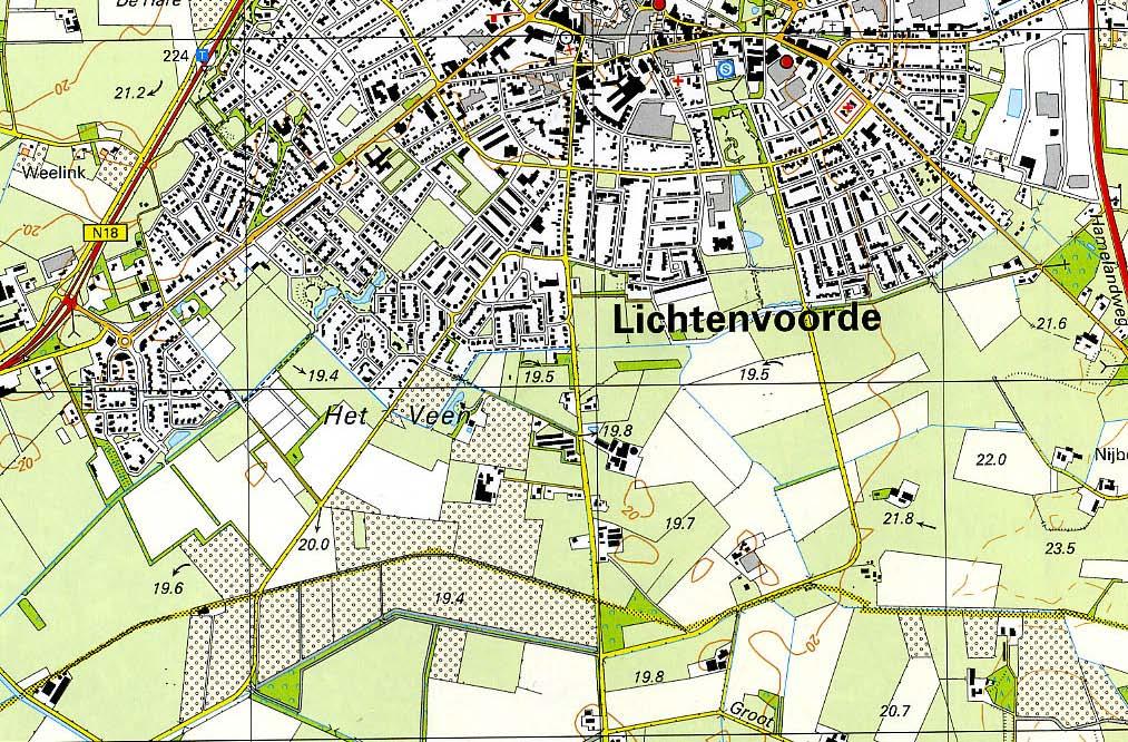 Landschap / historie Huidige situatie Oude Aaltenseweg 37 Bron: Topografische atlas Gelderland Het landschap ten zuiden van Lichtenvoorde wordt gevormd door dekzandwelvingen en -vlakten afgewisseld