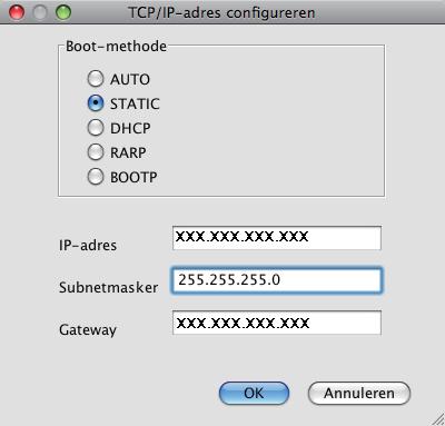 BRAmin Light zoekt vervolgens utomtish nr nieuwe pprten. Als u een DHCP/BOOTP/RARP-server in uw netwerk het, hoeft u e volgene hneling niet uit te voeren.