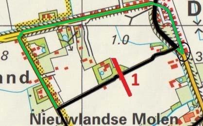 Via de bol pijl routes naar de start van de Baril op kaartfragment Biervliet. Na de overharde weg op weg op de Noorddijk RC V.