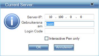 7. Log vervolgens in op beamer in je lokaal. Vul het IP Adres van de beamer en de Login Code in.