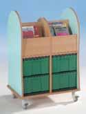 Boekenwagen Maxi beukendecor, zijstukken gekleurd naar wens, aangeven bij uw bestelling